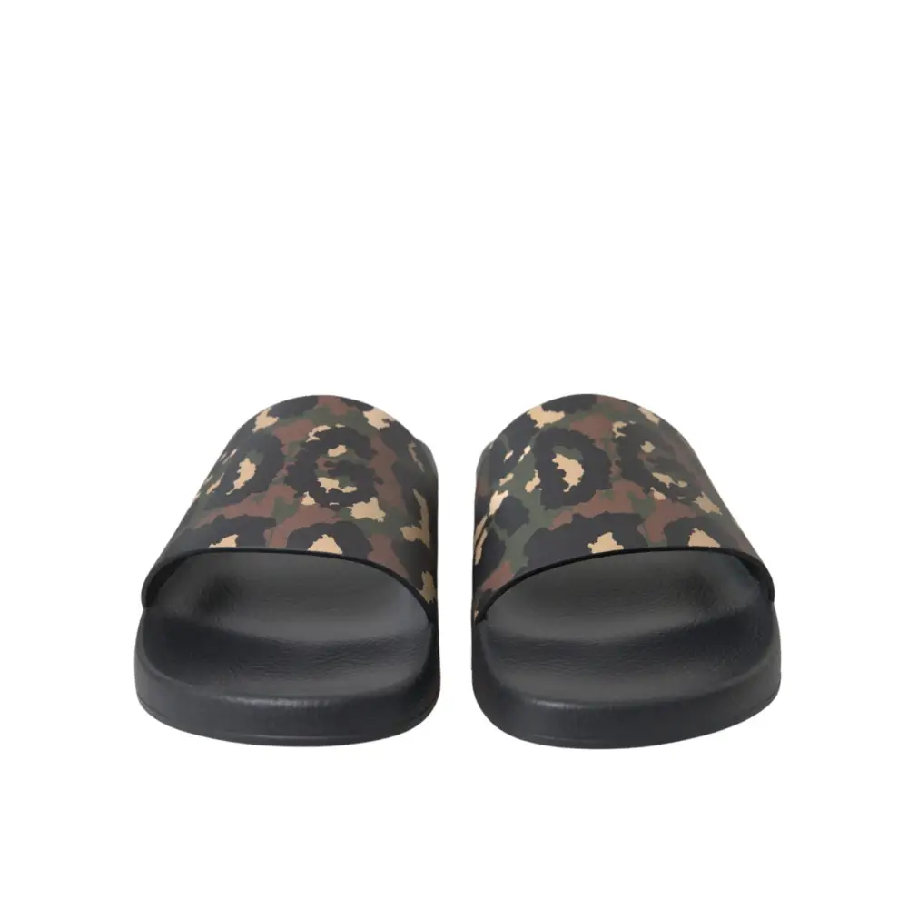 Dolce & Gabbana Multicolor Camouflage Leder Strandbekleidung Männer Schuhe - EU41/US8