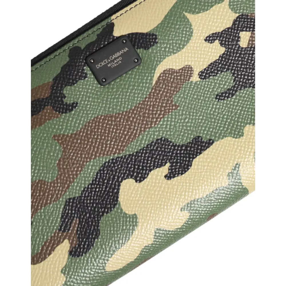 Dolce & Gabbana Multicolor Camouflage Logo Zip Around Continental Geldbörse