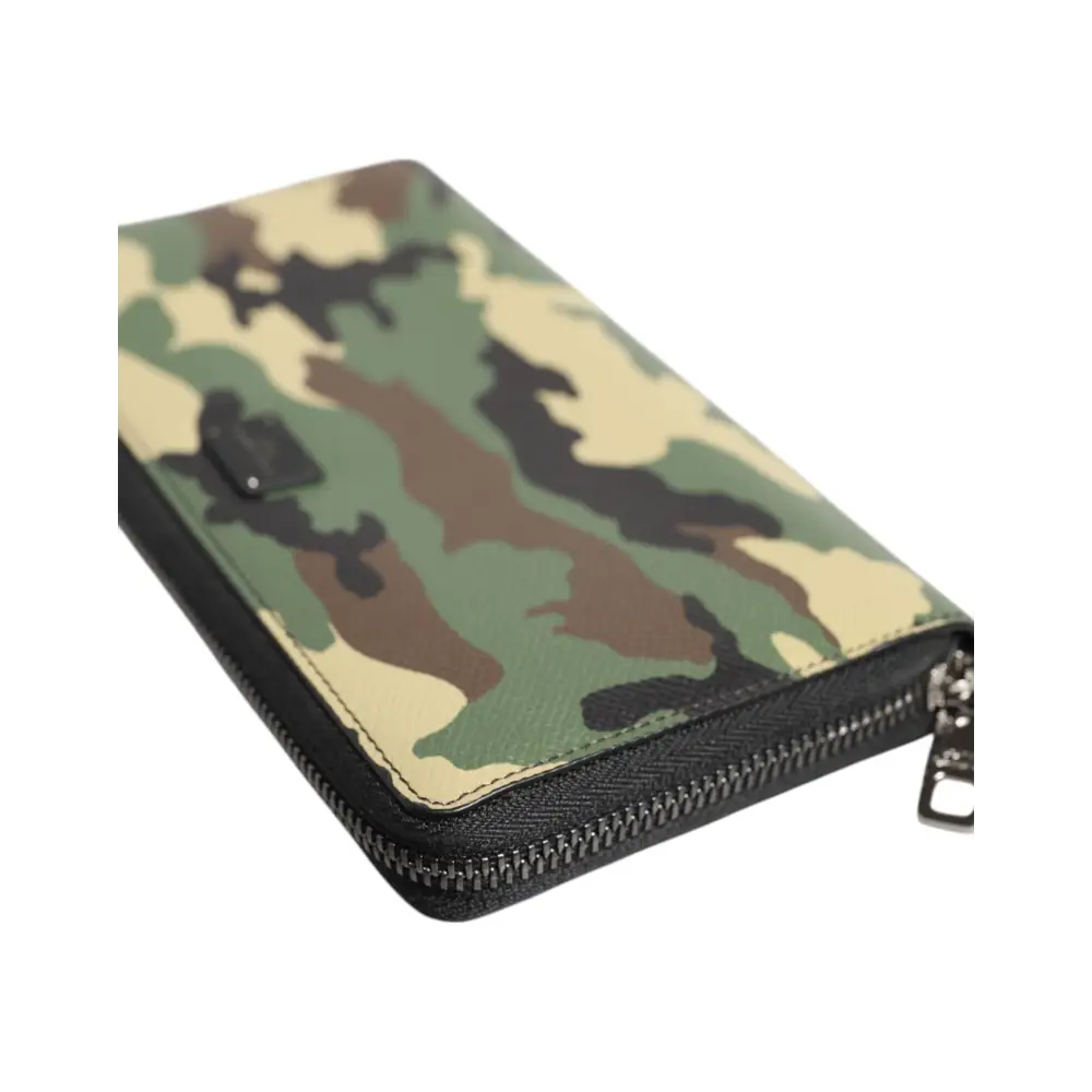 Dolce & Gabbana Multicolor Camouflage Logo Zip Around Continental Geldbörse