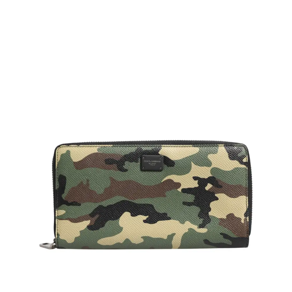 Dolce & Gabbana Multicolor Camouflage Logo Zip Around Continental Geldbörse