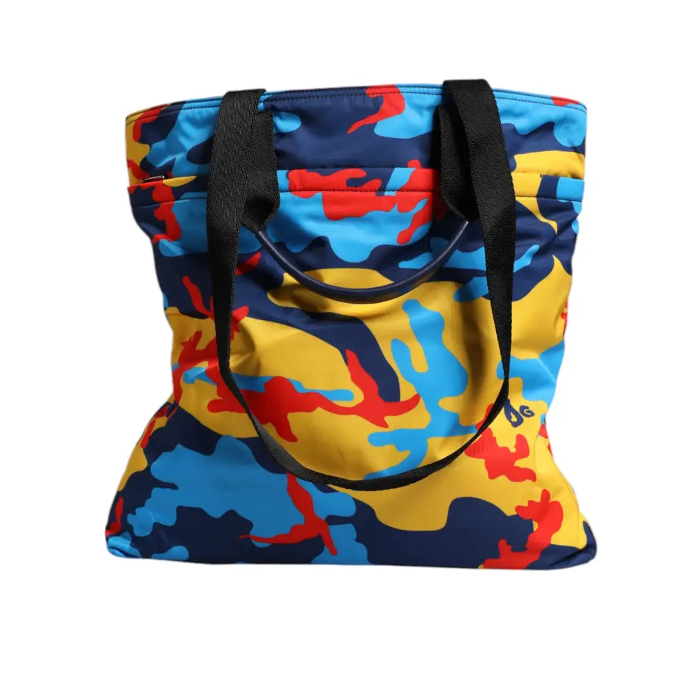 Dolce & Gabbana Multicolor Camouflage Nylon Einkaufstasche