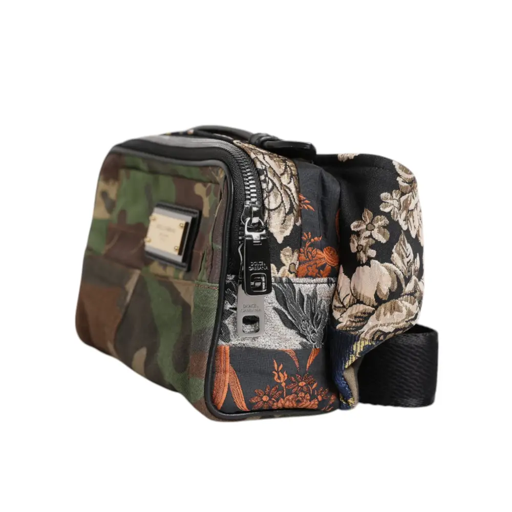 Dolce & Gabbana Multicolor Camouflage Patchwork Logo Taille Gürteltasche