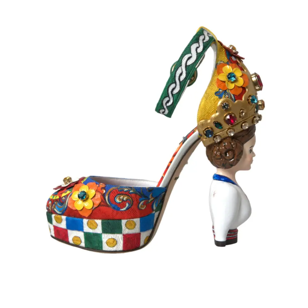 Dolce & Gabbana Multicolor Carretto verschönerte Sandalen Schuhe - EU36.5/US6