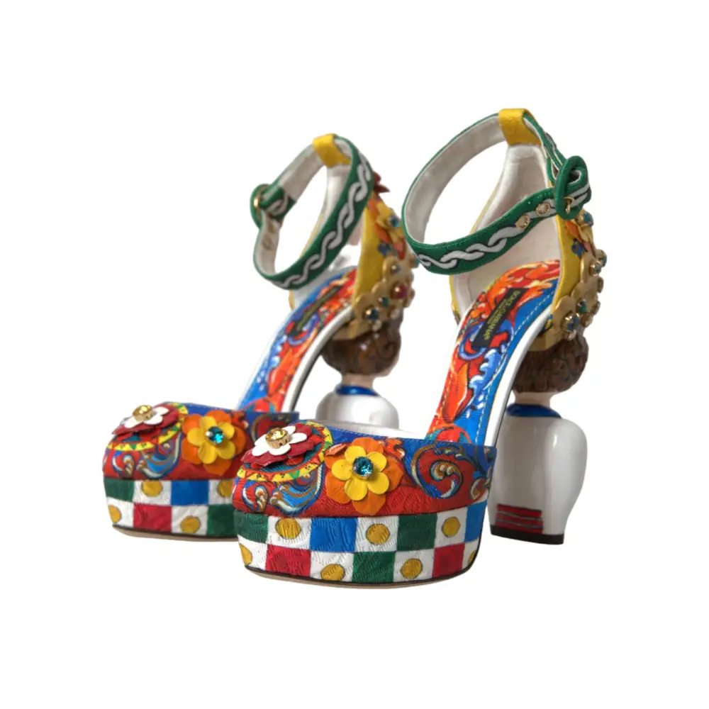 Dolce & Gabbana Multicolor Carretto verschönerte Sandalen Schuhe - EU36.5/US6