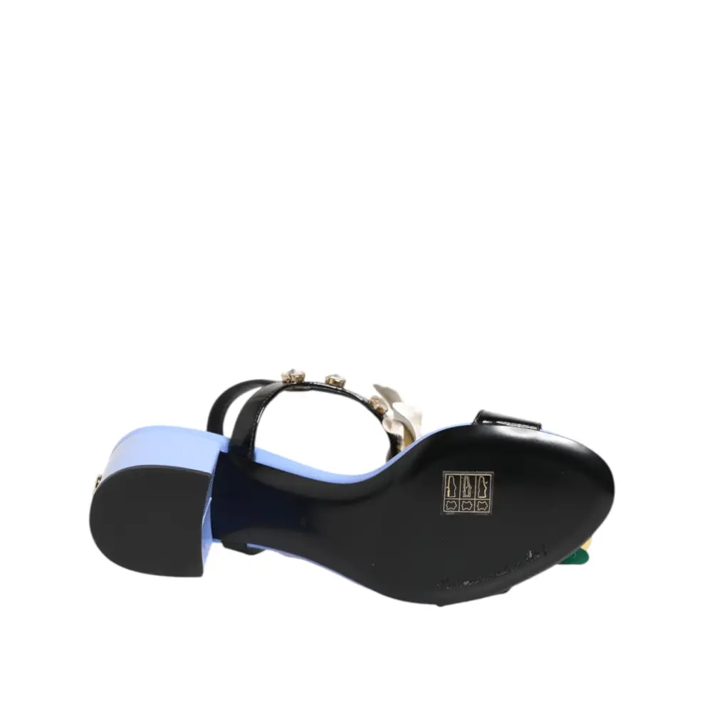 Dolce & Gabbana Multicolor Floral Appliqué Kristall Sandale Schuhe - EU37/US6.5