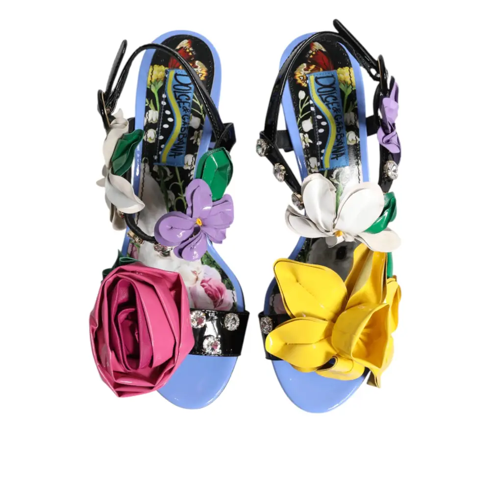 Dolce & Gabbana Multicolor Floral Crystal KEIRA Sandalen Schuhe