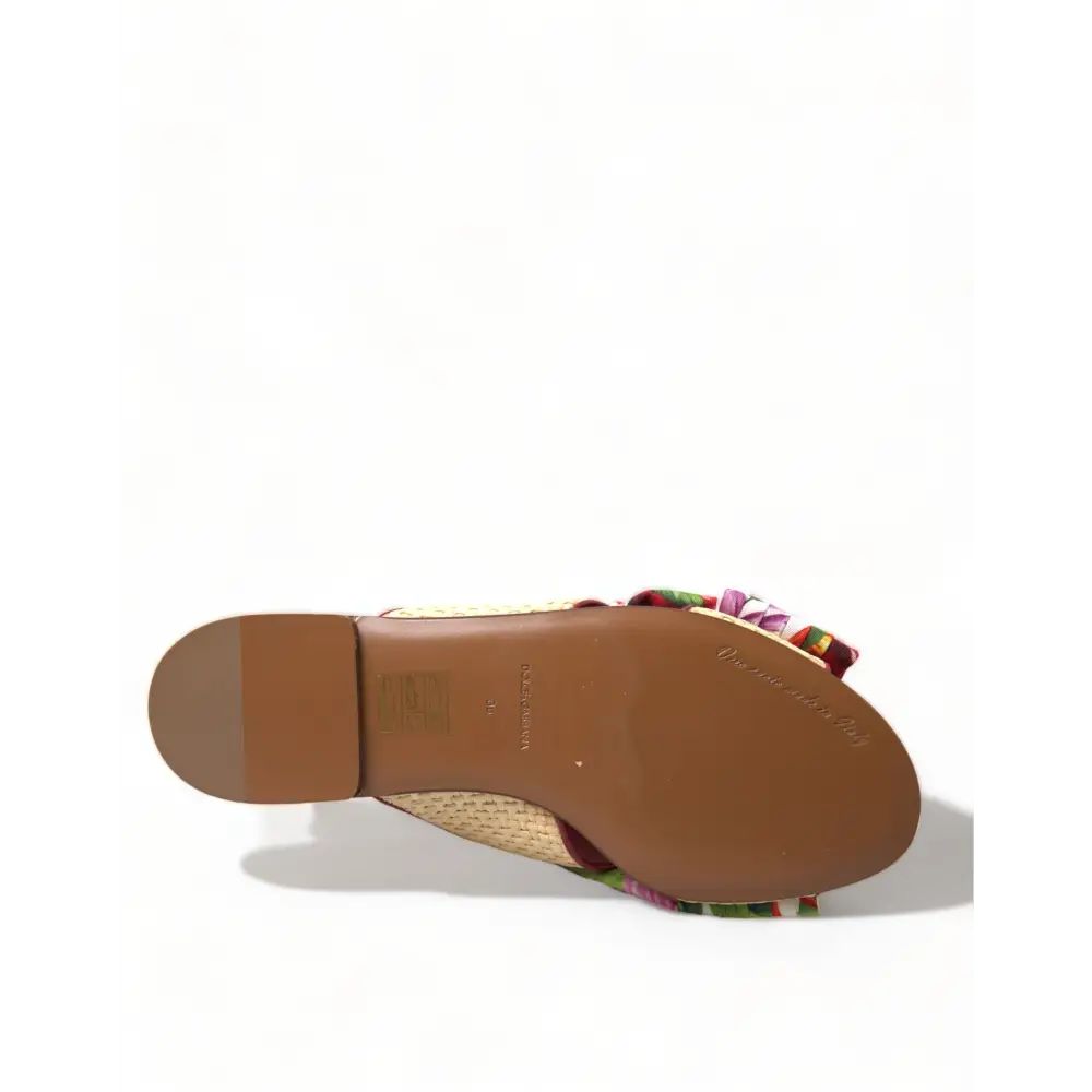 Dolce & Gabbana Multicolor Floral Flats Kristall Sandalen Schuhe - EU35.5/US5