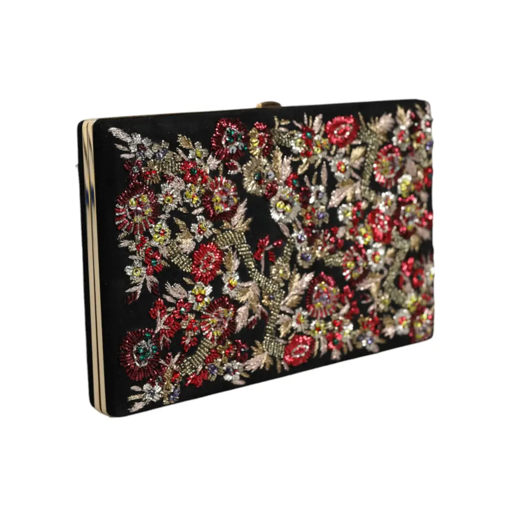 Dolce & Gabbana Multicolor Floral Gold Frame Clutch Abend Handtasche