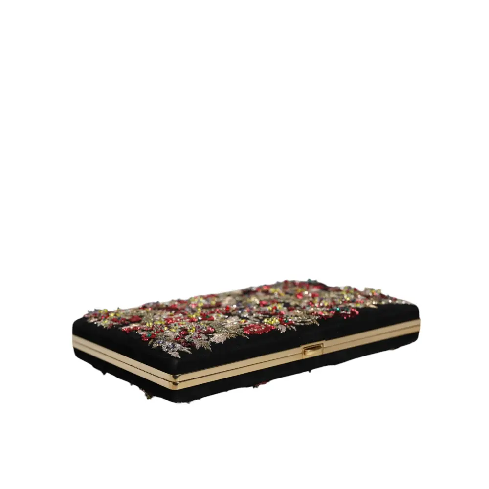 Dolce & Gabbana Multicolor Floral Gold Frame Clutch Abend Handtasche