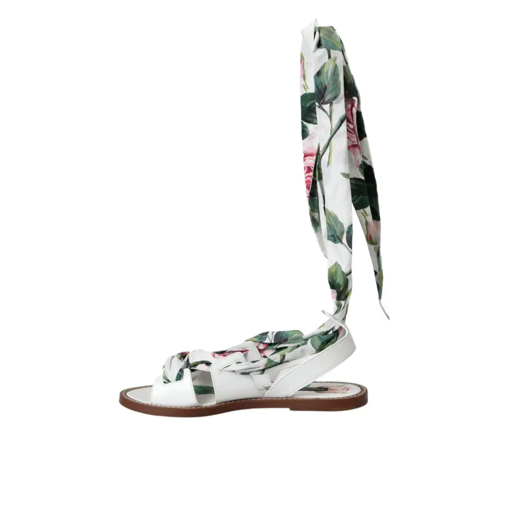 Dolce & Gabbana Multicolor Floral Print Ankle Wrap Sandalen Schuhe - EU37/US6.5
