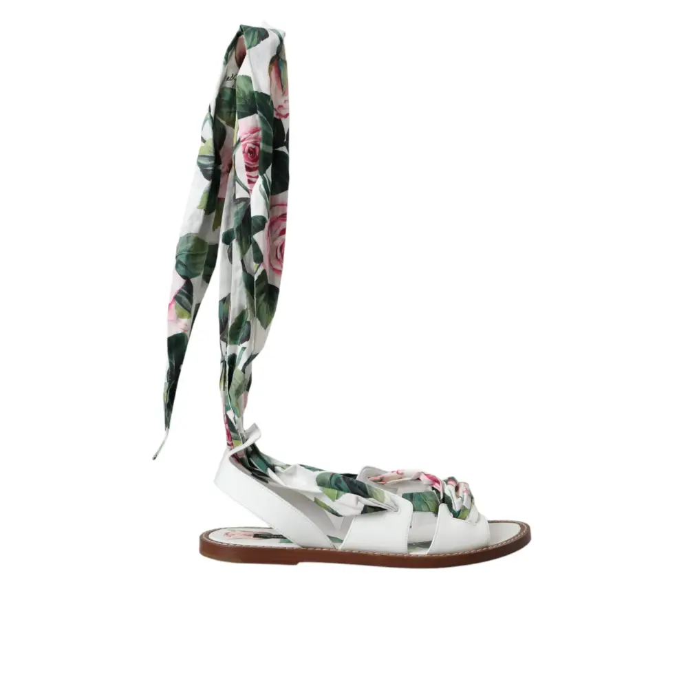 Dolce & Gabbana Multicolor Floral Print Ankle Wrap Sandalen Schuhe - EU37/US6.5