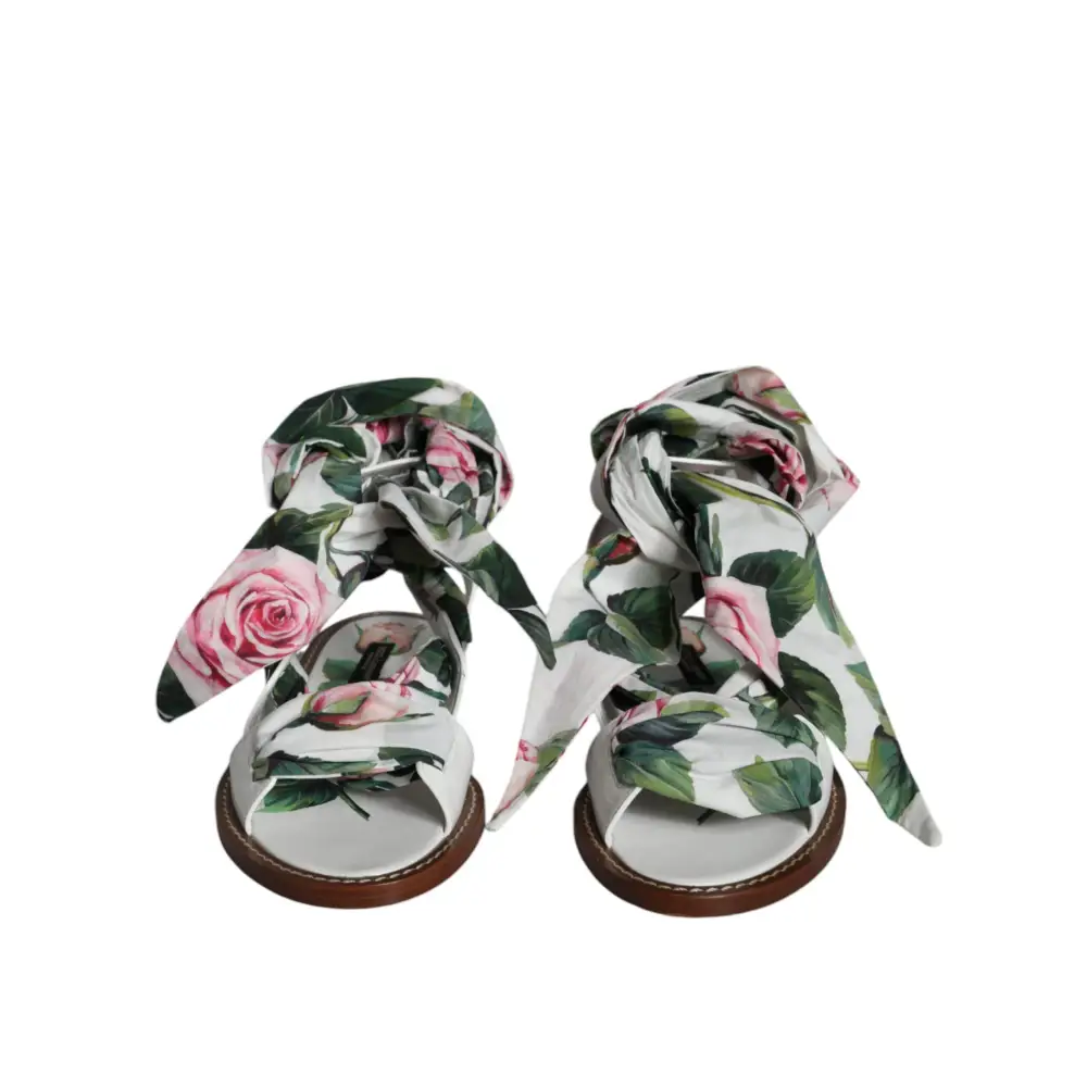 Dolce & Gabbana Multicolor Floral Print Ankle Wrap Sandalen Schuhe - EU36/US6