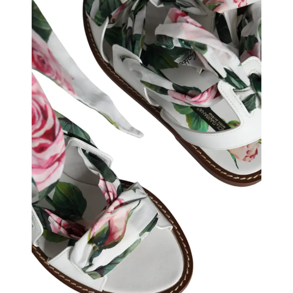 Dolce & Gabbana Multicolor Floral Print Ankle Wrap Sandalen Schuhe - EU36/US6