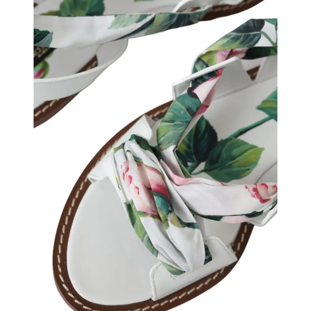 Dolce & Gabbana Multicolor Floral Print Ankle Wrap Sandalen Schuhe - EU37/US6.5