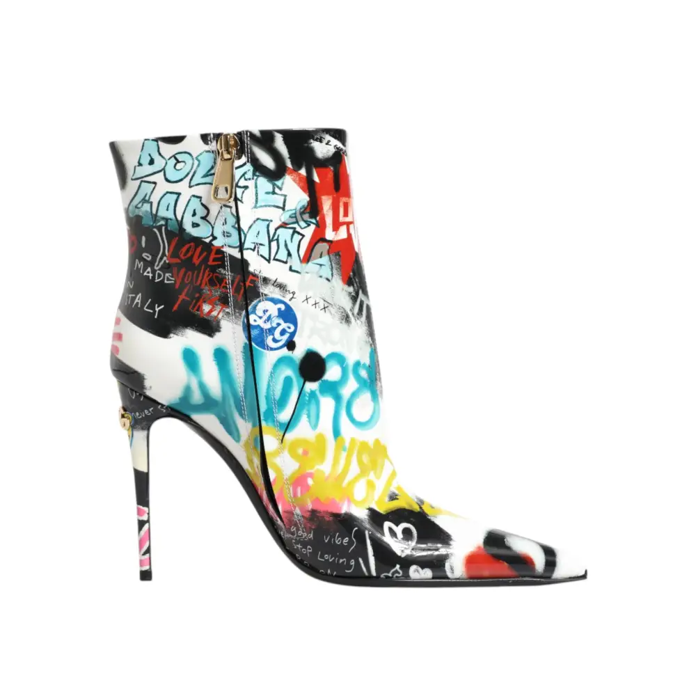 Dolce & Gabbana Multicolor Graffiti Keira Mid Calf Stiefel Schuhe - EU35/US4.5
