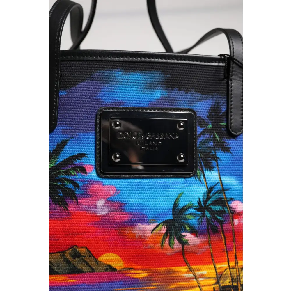 Dolce & Gabbana Multicolor Graphic Printed Top Handle Einkaufstasche