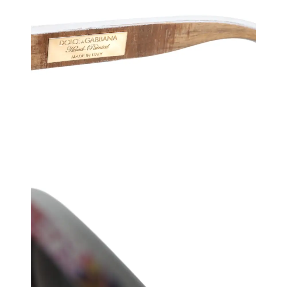 Dolce & Gabbana Multicolor Holz Kristall Messing Rahmen Floral Hand Paint Sonnenbrille