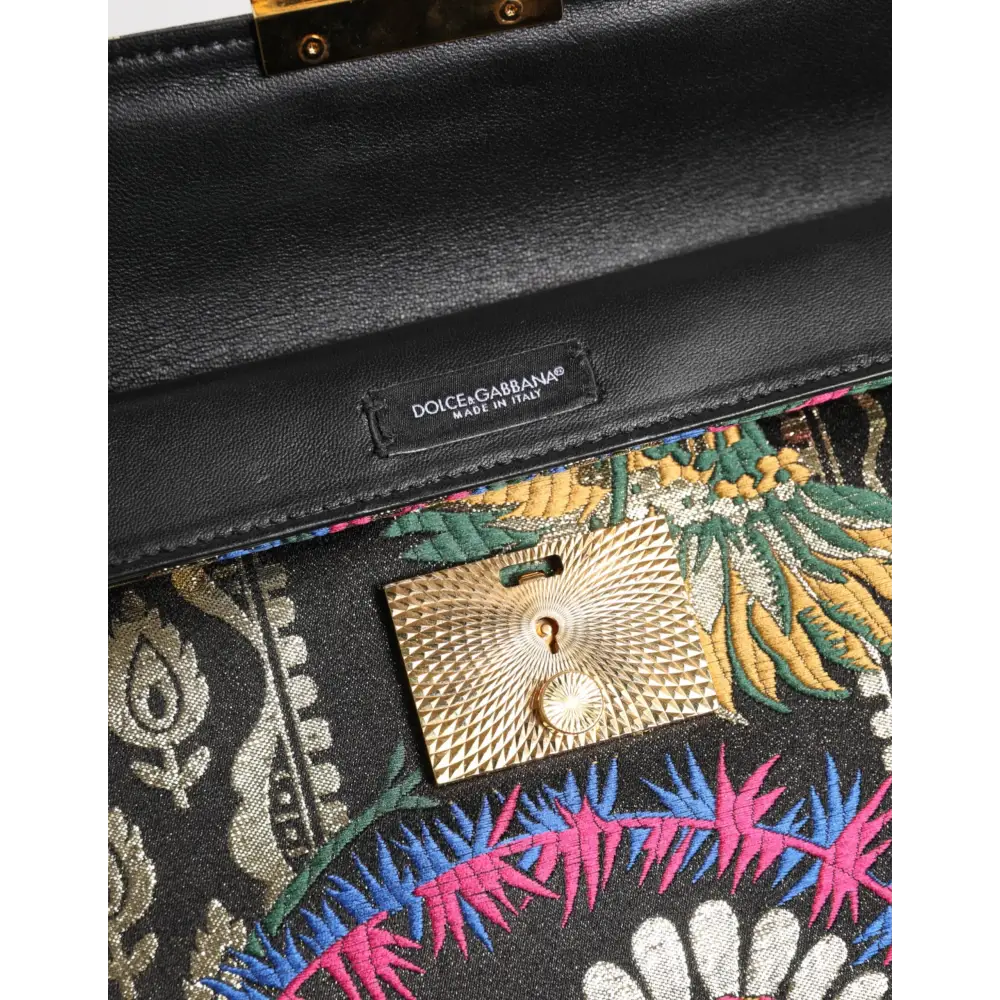 Dolce & Gabbana Multicolor Jacquard Floral Dokument Aktentasche Tasche