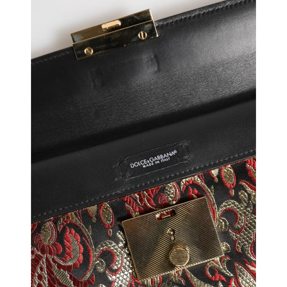 Dolce & Gabbana Multicolor Jacquard Floral Dokument Aktentasche Tasche
