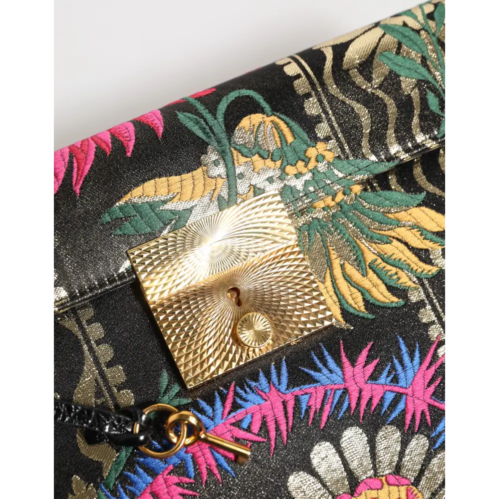 Dolce & Gabbana Multicolor Jacquard Floral Dokument Aktentasche Tasche