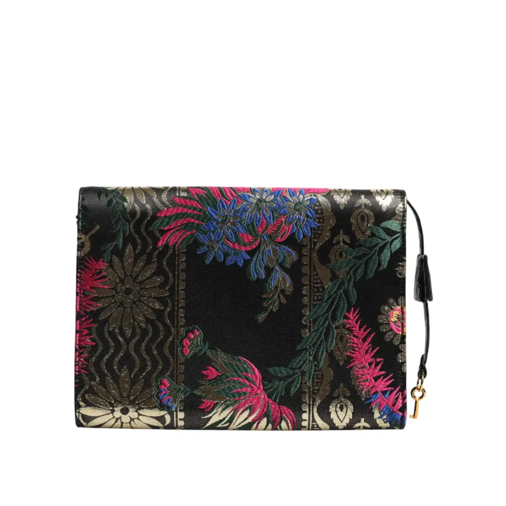 Dolce & Gabbana Multicolor Jacquard Floral Dokument Aktentasche Tasche