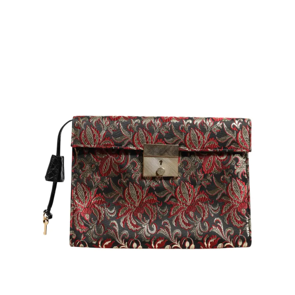 Dolce & Gabbana Multicolor Jacquard Floral Dokument Aktentasche Tasche