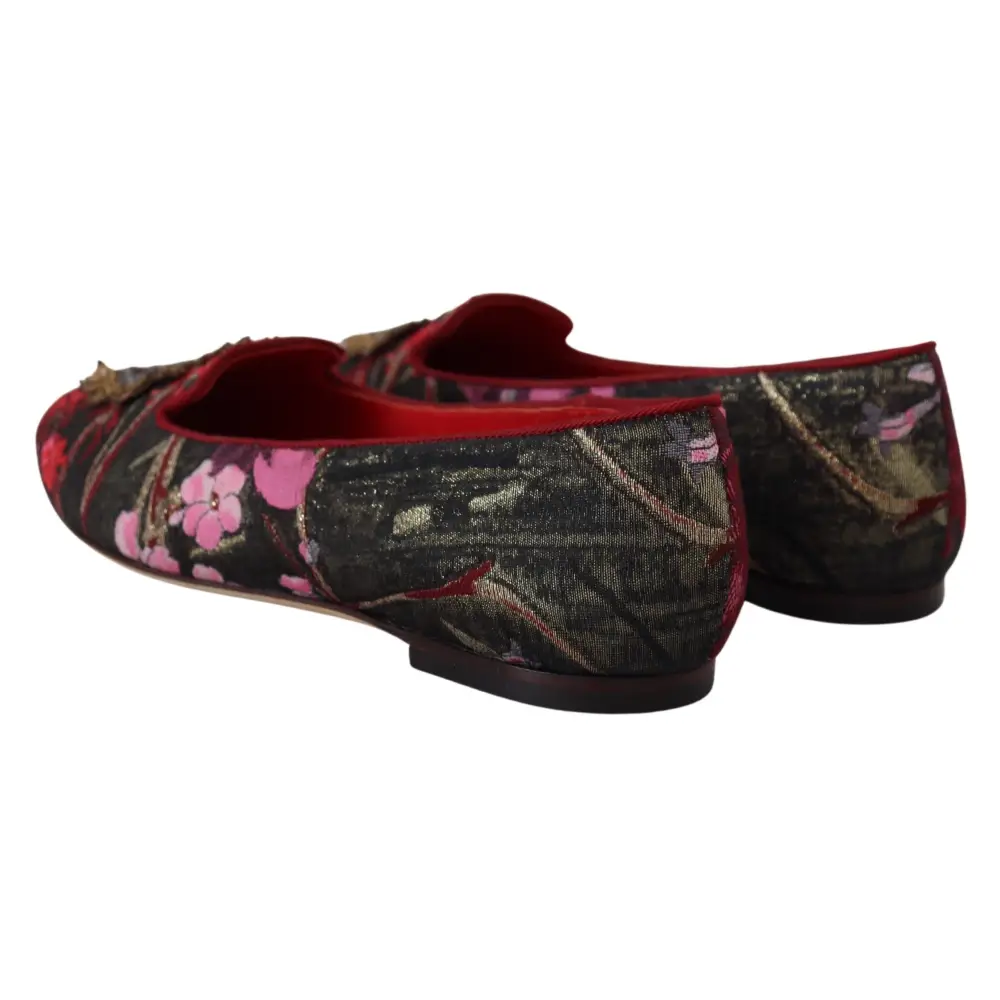 Dolce & Gabbana Multicolor Jacquard Heiliges Herz Patch Slip On Schuhe - EU35.5/US5
