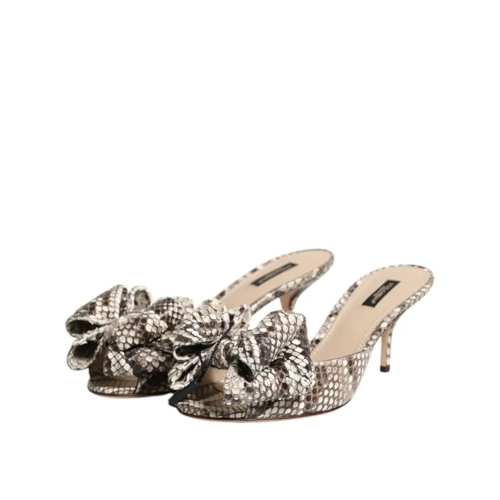 Dolce & Gabbana Multicolor Keira Schleife Leder Peep Toe Mules Schuhe