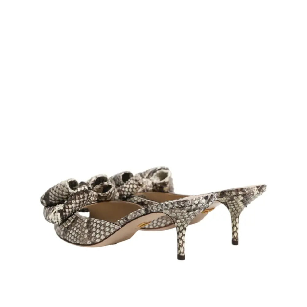 Dolce & Gabbana Multicolor Keira Schleife Leder Peep Toe Mules Schuhe