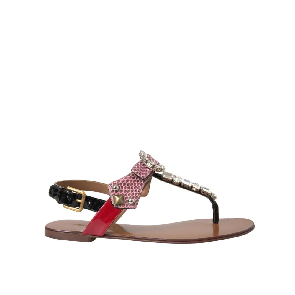 Dolce & Gabbana Multicolor Kristall Sandalen Flip Flops Schuhe - EU38/US7.5