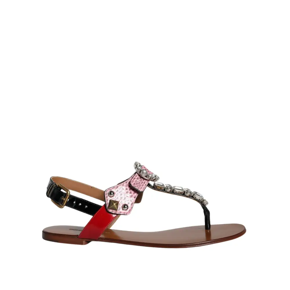 Dolce & Gabbana Multicolor Kristall Sandalen Flip Flops Schuhe - EU38.5/US8