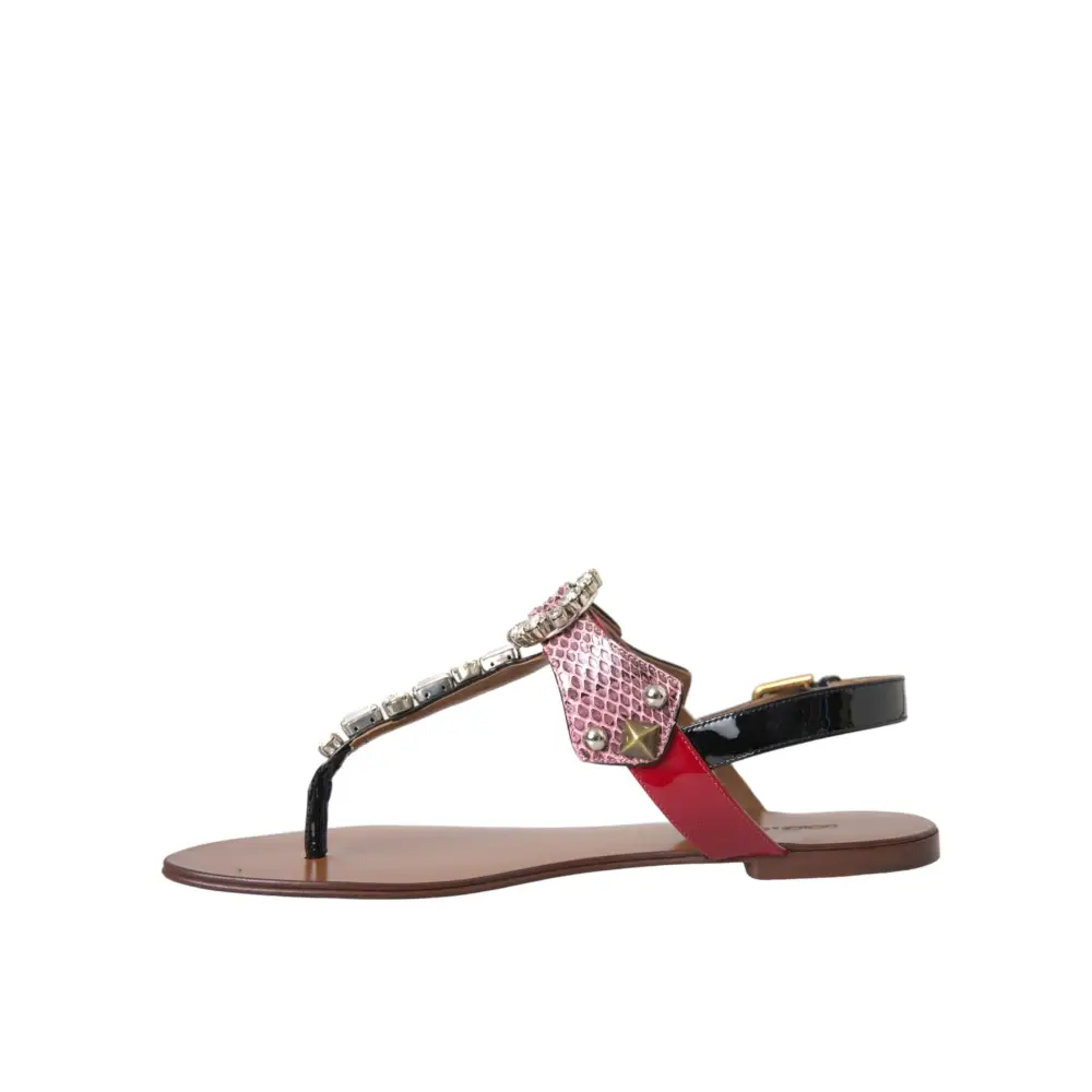 Dolce & Gabbana Multicolor Kristall Sandalen Flip Flops Schuhe - EU38/US7.5