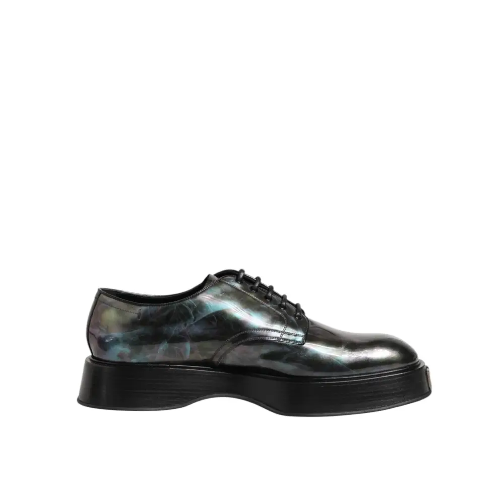 Dolce & Gabbana Multicolor Leder Schnürschuhe Männer Formale Derby Schuhe - EU39.5/US6.5