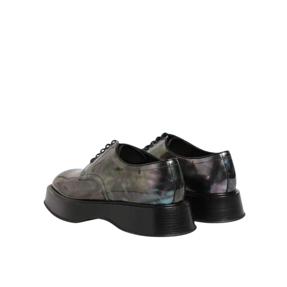 Dolce & Gabbana Multicolor Leder Schnürschuhe Männer Formale Derby Schuhe