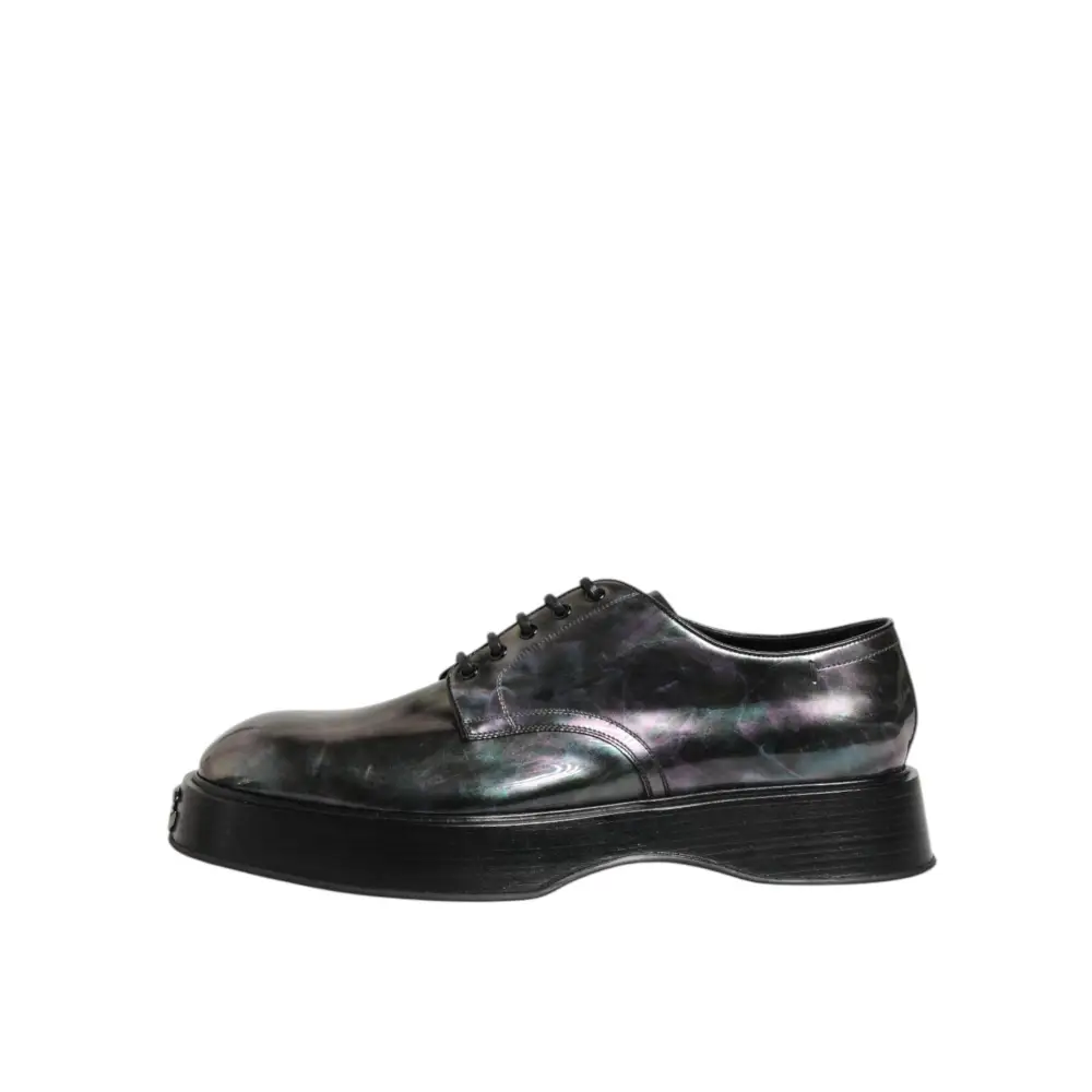 Dolce & Gabbana Multicolor Leder Schnürschuhe Männer Formale Derby Schuhe
