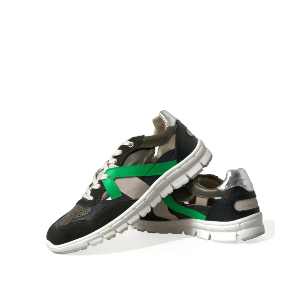 Dolce & Gabbana Multicolor Leder Wildleder Low Top Sneakers Schuhe - EU41/US8