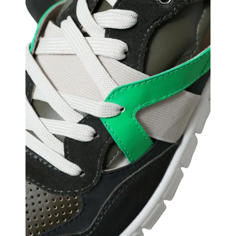 Dolce & Gabbana Multicolor Leder Wildleder Low Top Sneakers Schuhe - EU41/US8