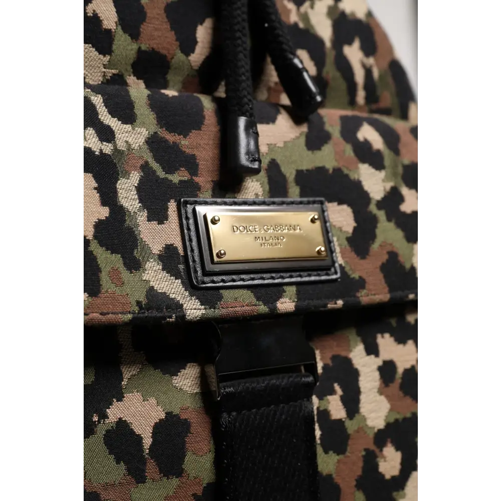 Dolce & Gabbana Multicolor Leopard Cotton Shoulder Bucket Bag