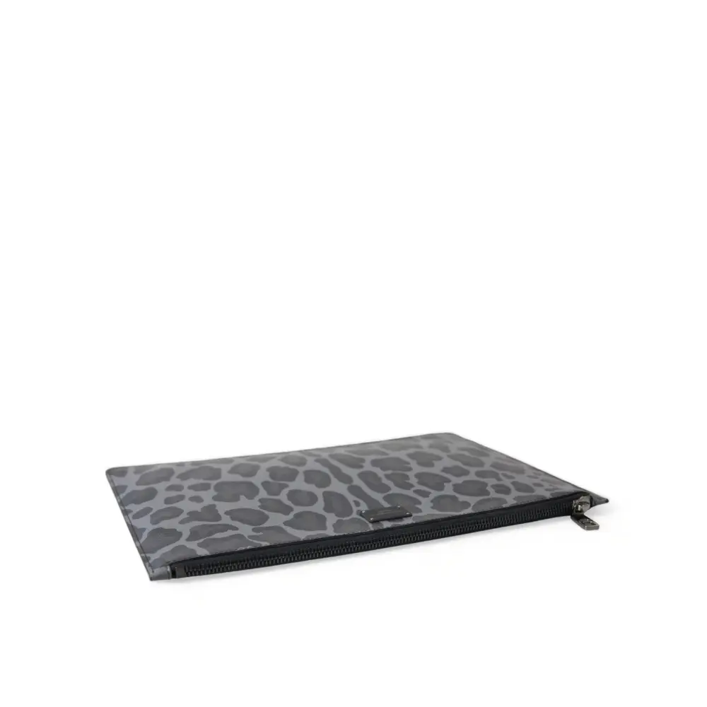 Dolce & Gabbana Multicolor Leopard Jacquard Logo Plaque Dokument Aktentasche Tasche