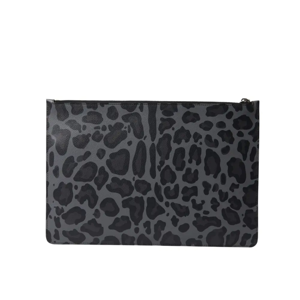 Dolce & Gabbana Multicolor Leopard Jacquard Logo Plaque Dokument Aktentasche Tasche