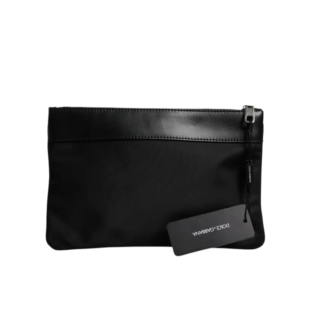 Dolce & Gabbana Multicolor Leopard Jacquard Print Logo Plaque Pouch Tasche