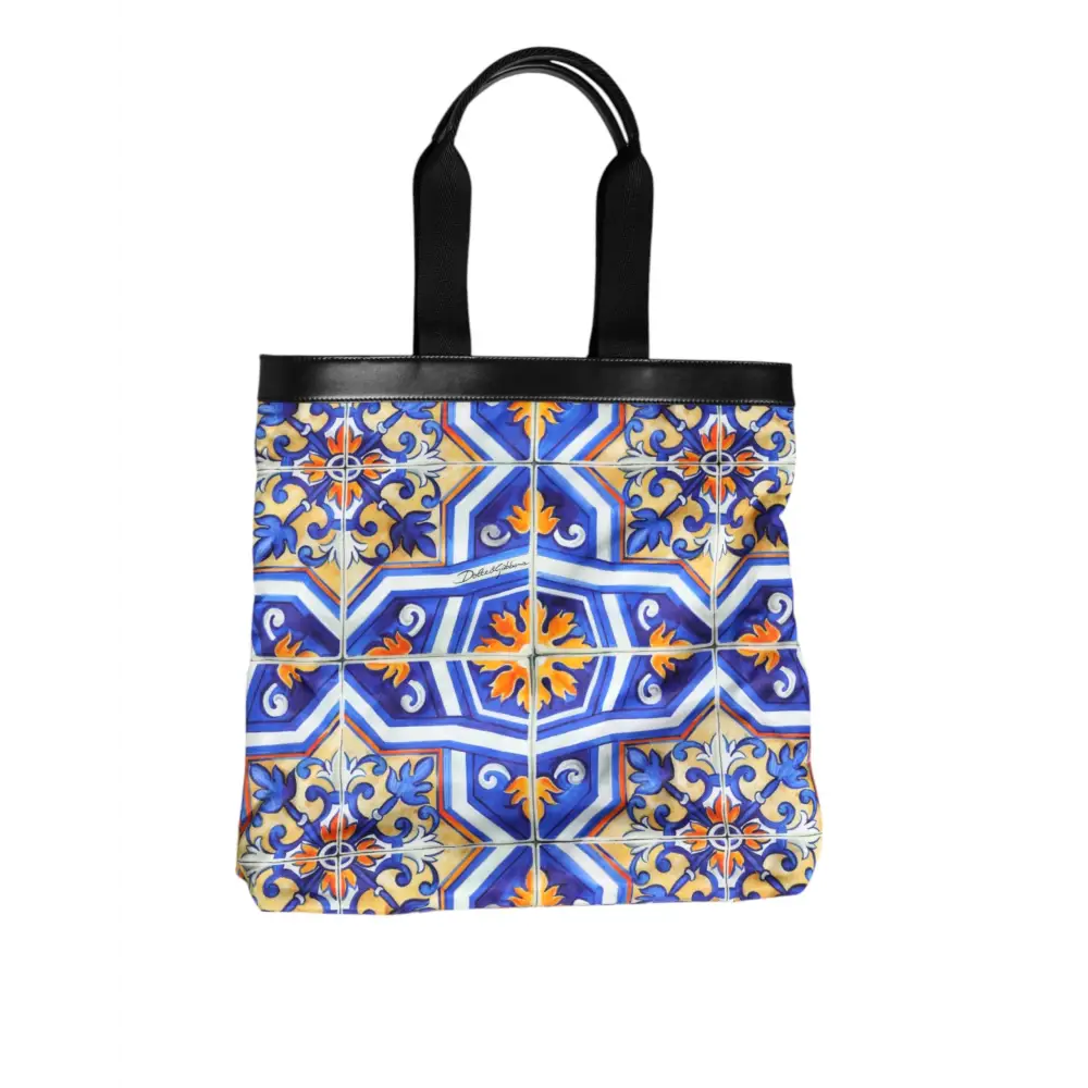 Dolce & Gabbana Multicolor Maiolica Print Tote Schulterriemen Tasche