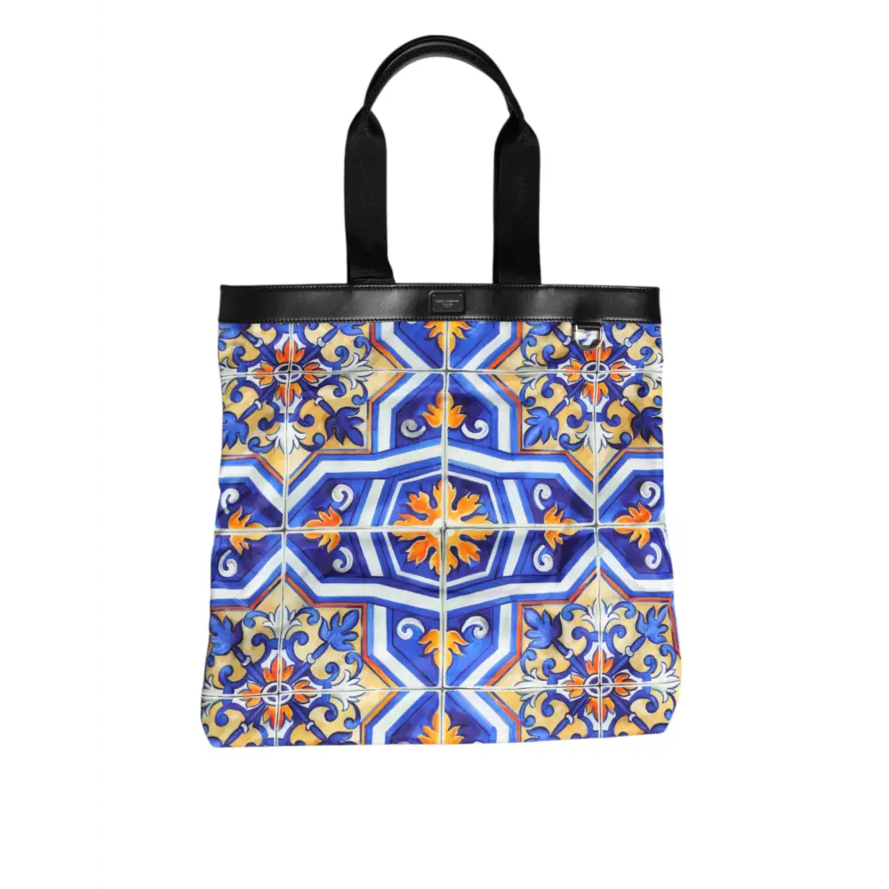 Dolce & Gabbana Multicolor Maiolica Print Tote Schulterriemen Tasche