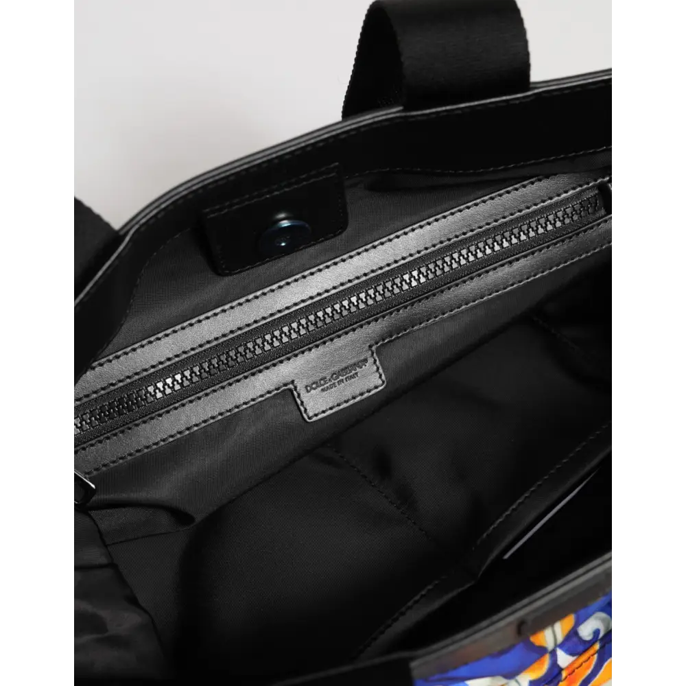 Dolce & Gabbana Multicolor Maiolica Print Tote Schulterriemen Tasche