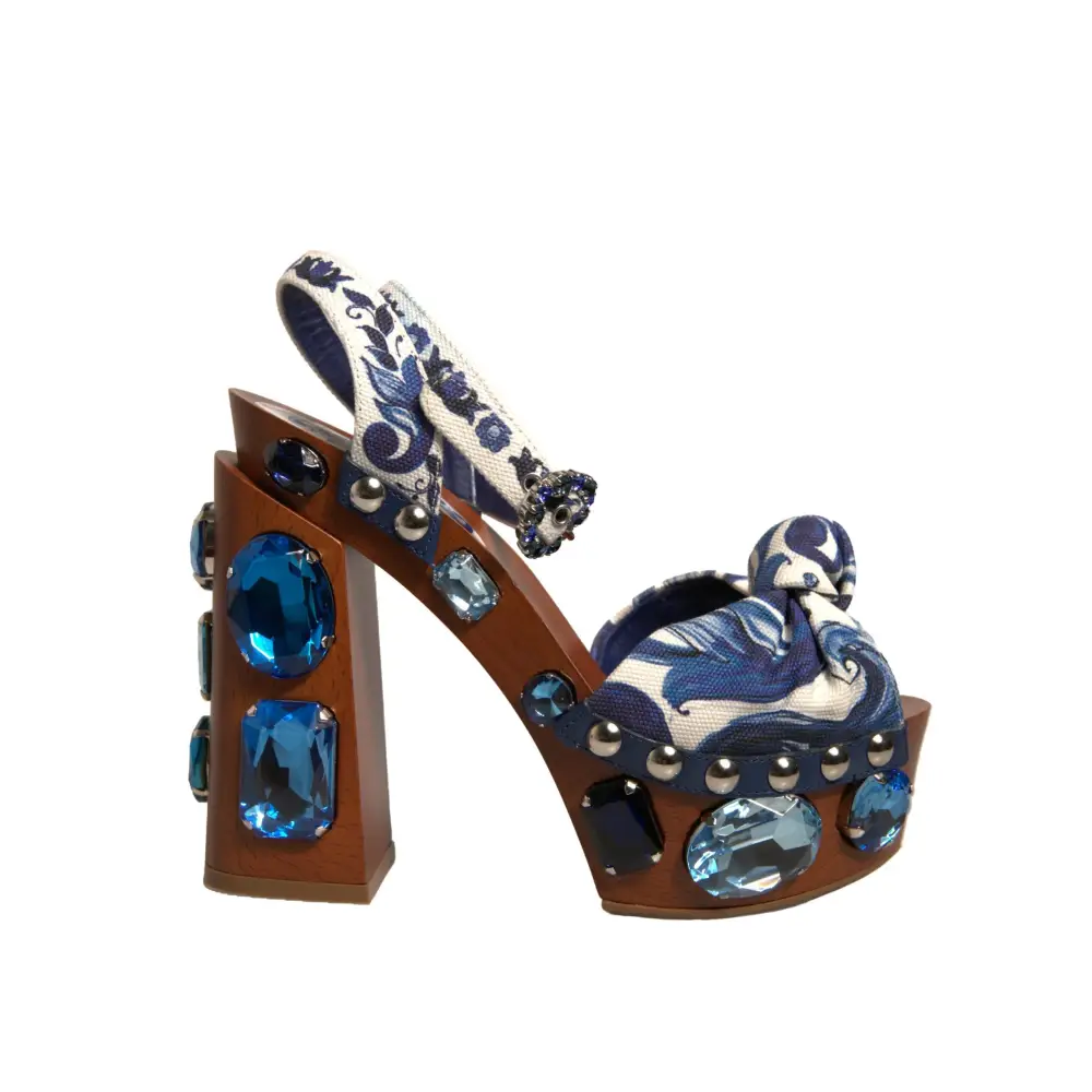 Dolce & Gabbana Multicolor Majolika verschönerte Keilsandalen Schuhe - EU36/US6