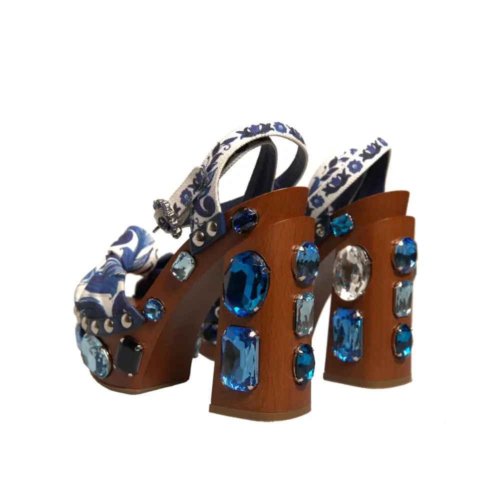 Dolce & Gabbana Multicolor Majolika verschönerte Keilsandalen Schuhe - EU36/US6