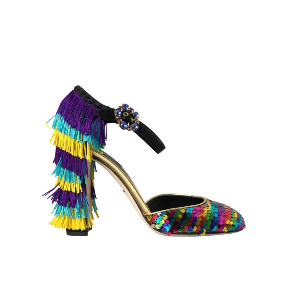 Dolce & Gabbana Multicolor Pailletten Kristall Mary Jane Schuhe - EU40/US9.5