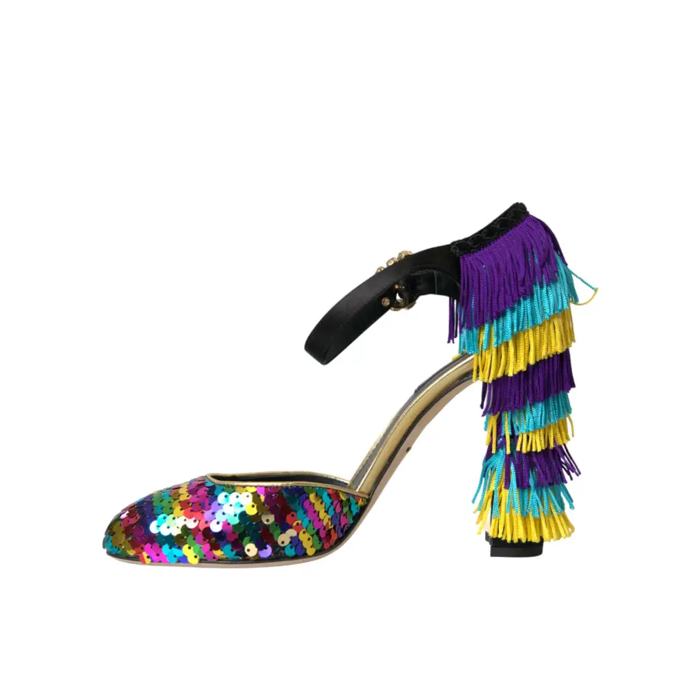 Dolce & Gabbana Multicolor Pailletten Kristall Mary Jane Schuhe - EU40/US9.5