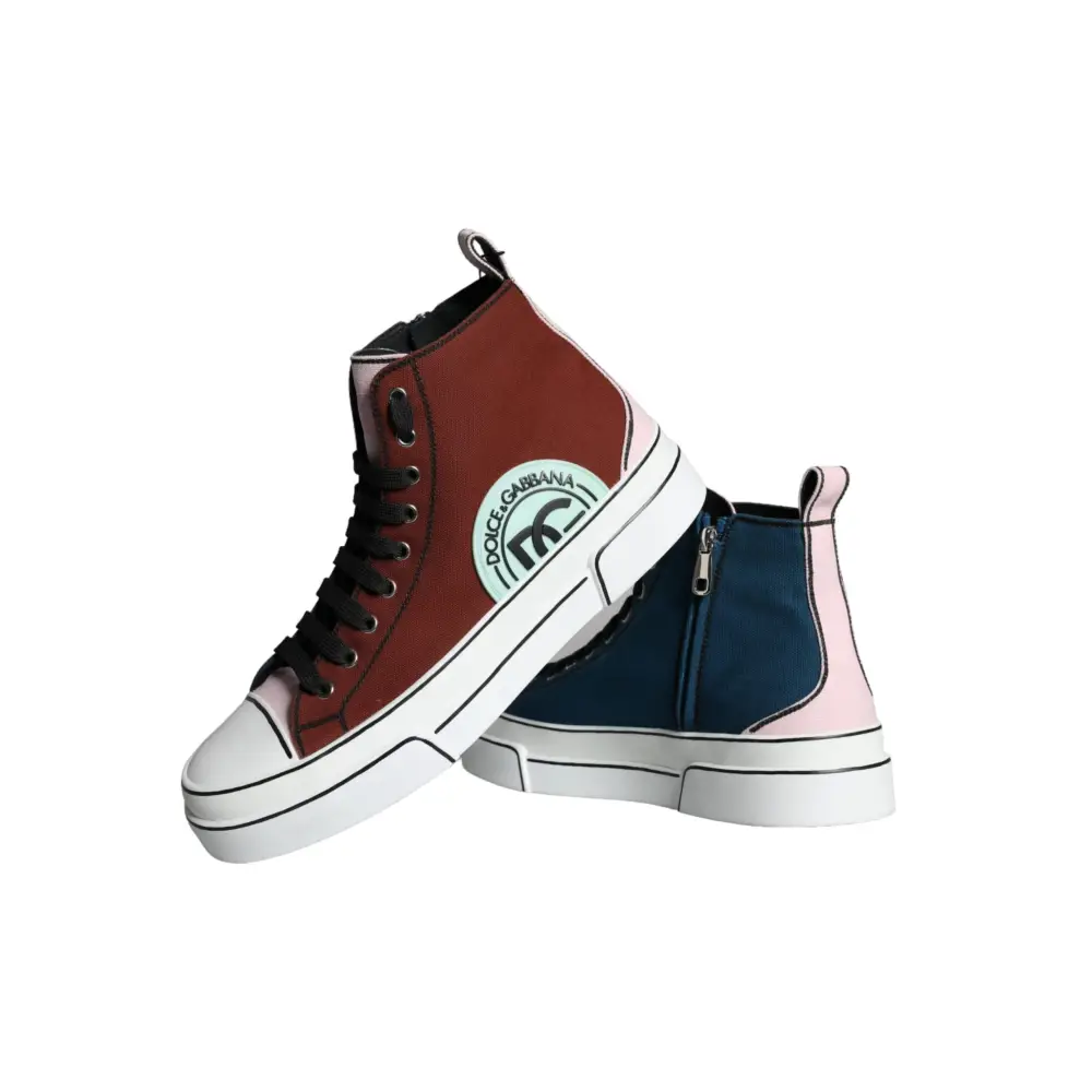 Dolce & Gabbana Multicolor Patchwork High Top Sneaker Schuhe - EU44/US11