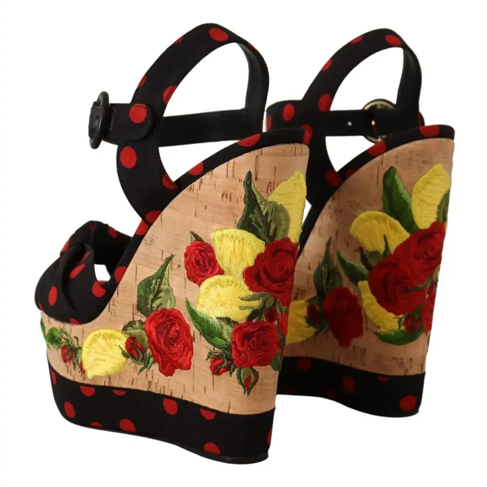 Dolce & Gabbana Multicolor Plateau Keile Sandalen Charmeuse Schuhe - EU37/US6.5